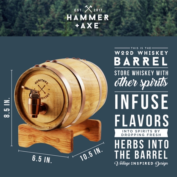 Hammer Axe Whiskey Barrel 3l Beverage Dispenser - Picture 4 of 12
